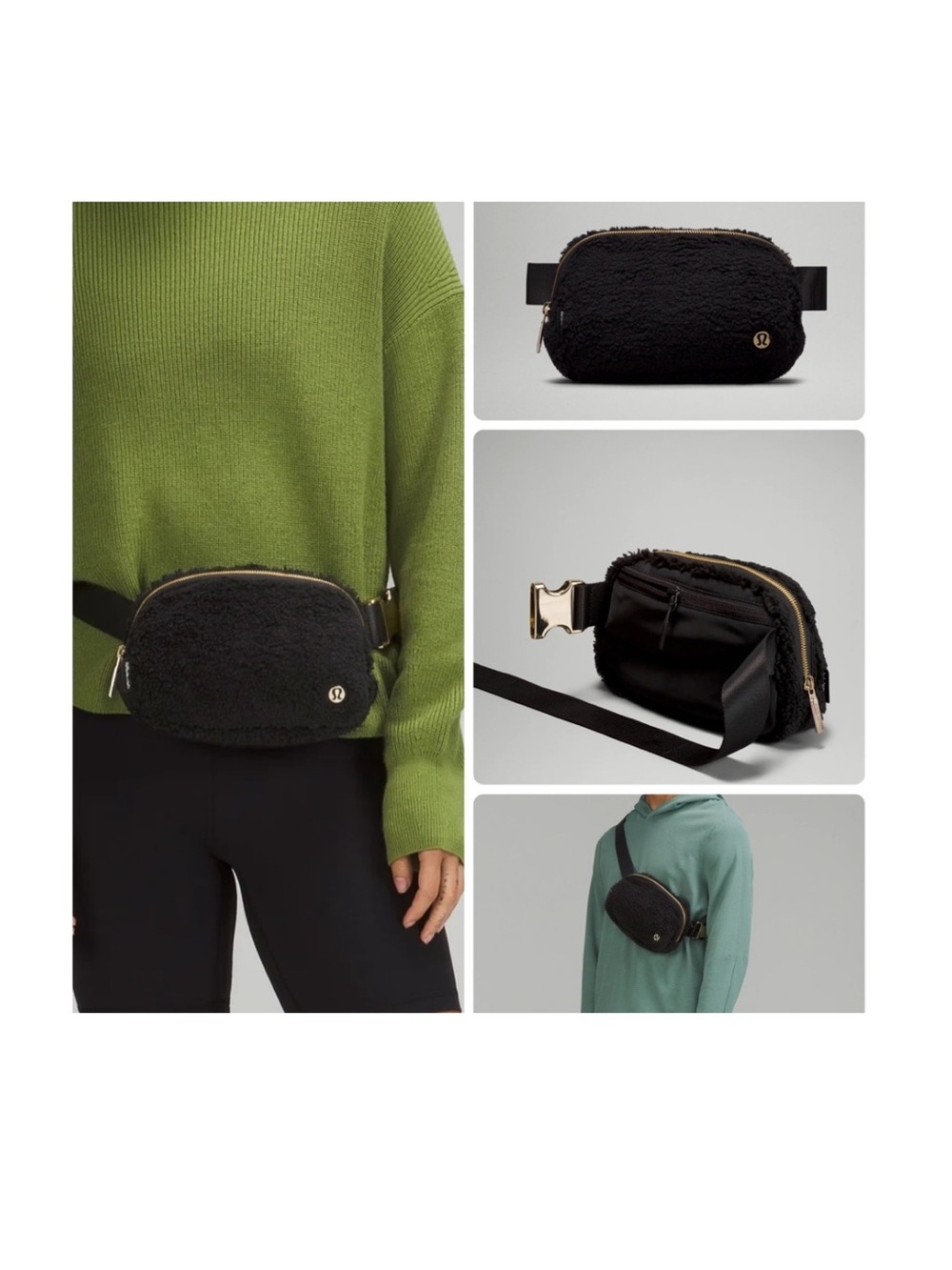 Lululemon black Sherpa fleece Everywhere fanny pack Belt bag